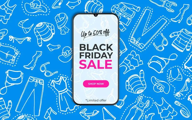 Background with Hand-Drawn Elements for Black Friday in Smartphone