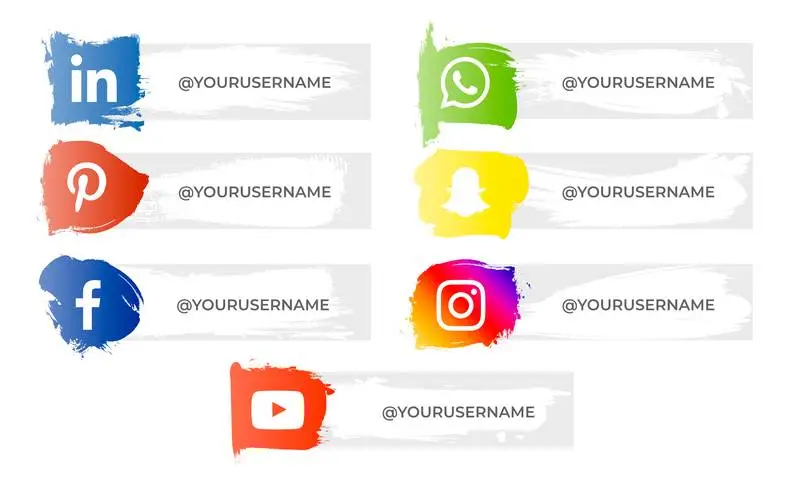 Pack of Brushstroke Banners with Social Media Icons