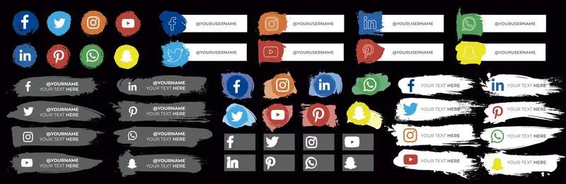 Collection of Social Media Icons with Strokes