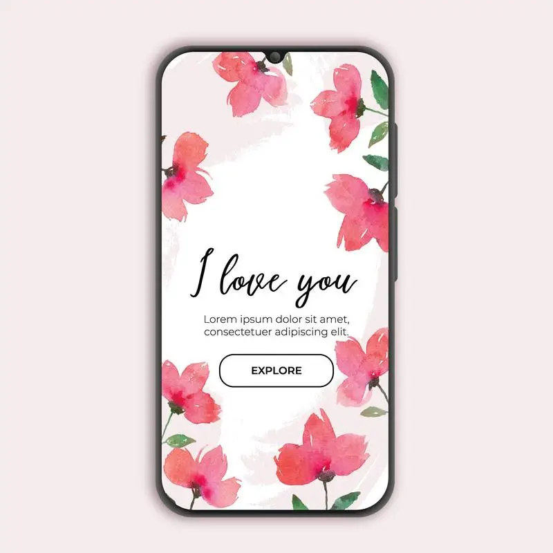 Floral Banner for Valentine’s Day with Smartphone