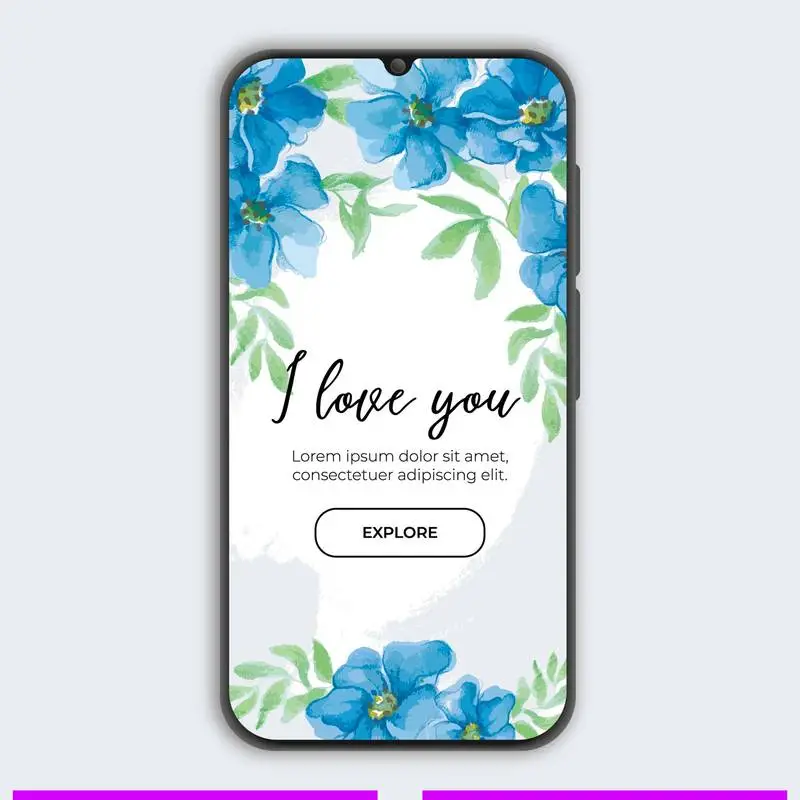 Blue Floral Banner with Smartphone