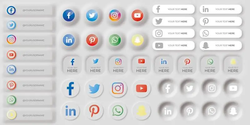 Set of Holographic Social Media Icons