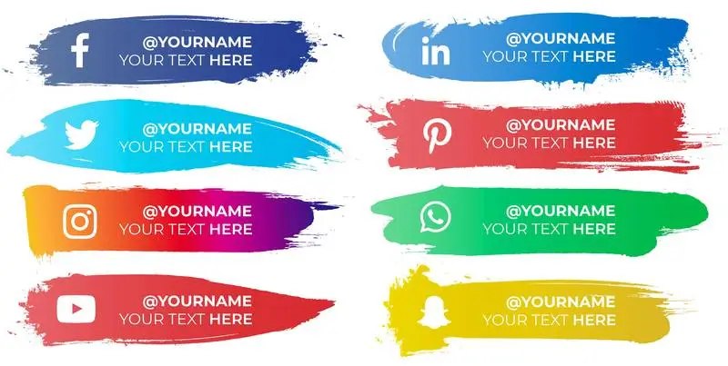 Colorful Brushstrokes with Social Media Icons
