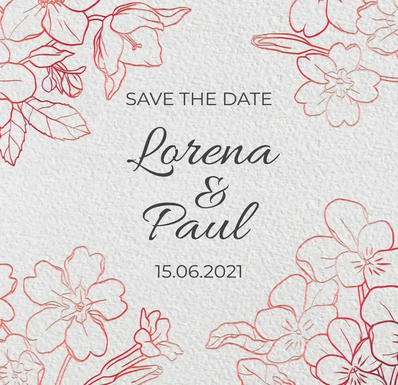 Rose Gold Floral Engraved Wedding Invitation