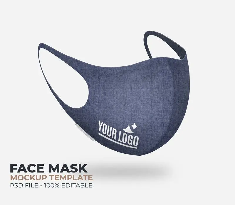 Denim Facemask Mockup with Logo