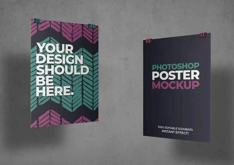 Two Hanging Posters Mockup