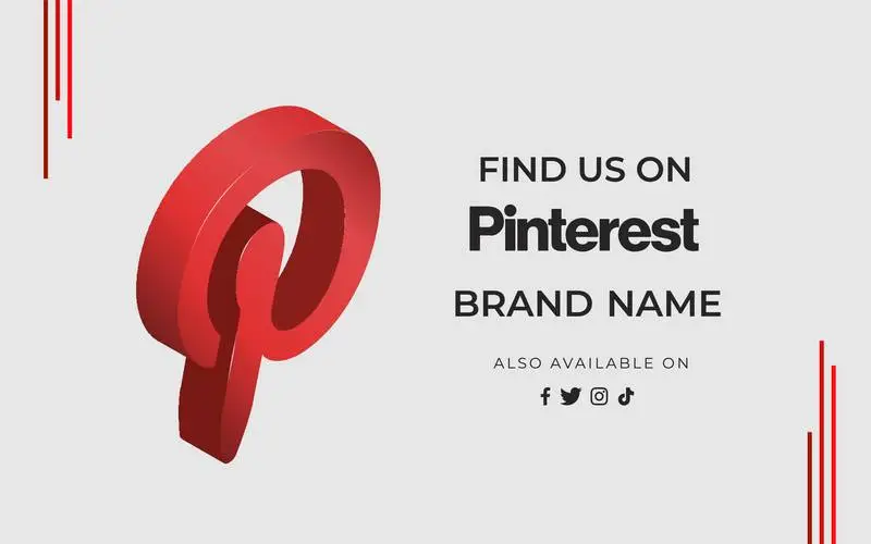 Banner Find Us Pinterest with Icon