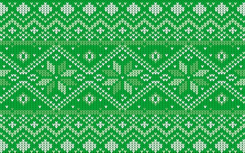 Jacquard Pattern for Christmas with Snowflakes in Green