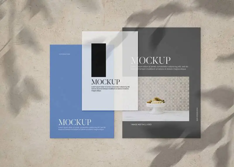 Collection of Sheet Papers on Stone Surface Mockup