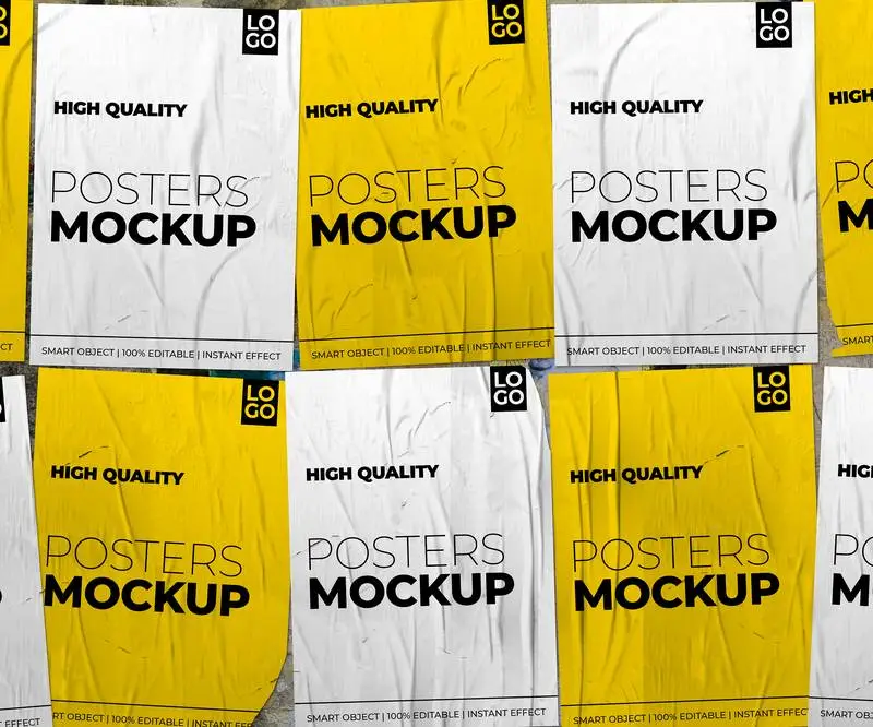 Crumpled Poster Composition Mockup