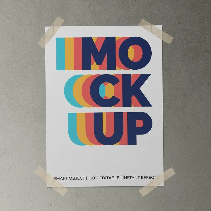 Poster with Tape Mockup