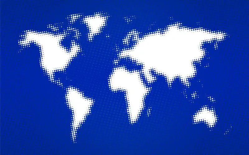 World Map Duotone in Blue