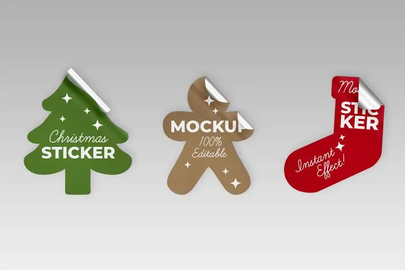 Christmas Stickers Mockup