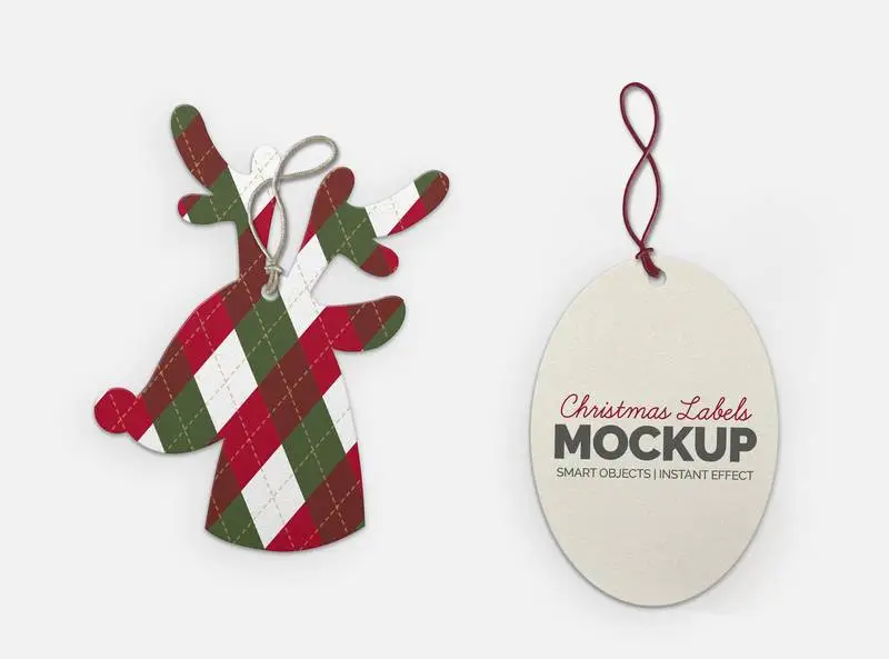 Christmas Ellipse and Reindeer Labels Mockup