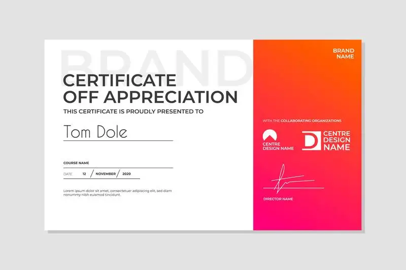 Certificate Template with Gradient