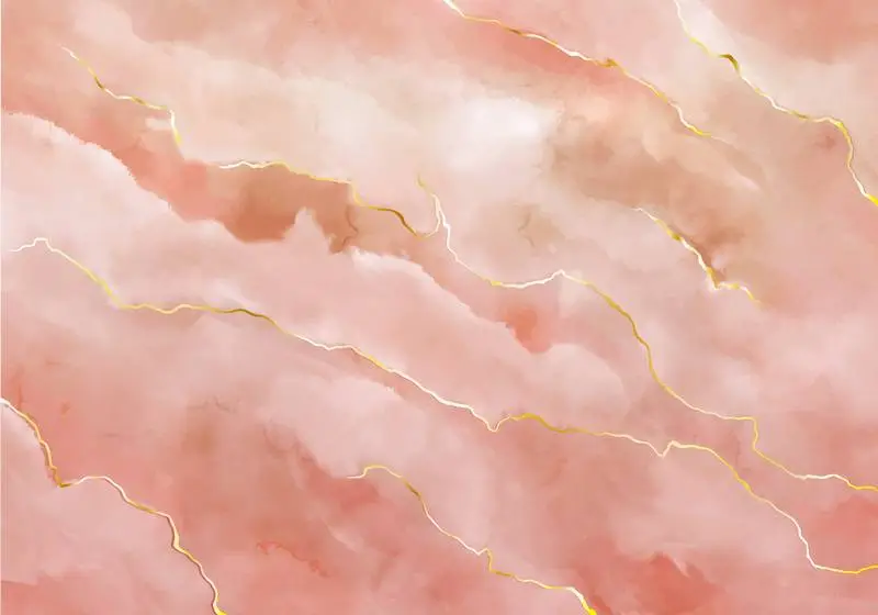Watercolor Stone Rose Marble with Gold Strokes