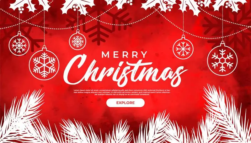 Christmas Background with Red Watercolor
