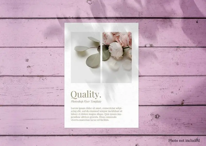 Paper Sheet on Pink Wood Surface Mockup