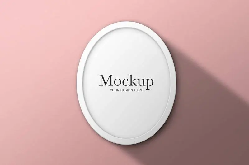 Round White Frame on Pink Background Mockup