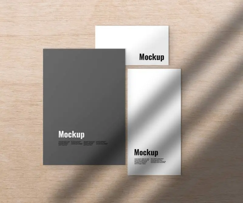 White Frame with Plant on Wooden Surface Mockup