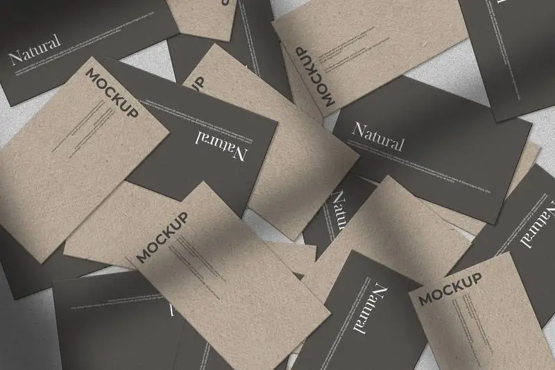 Collection of Business Cards in Messy Arrangement Mockup