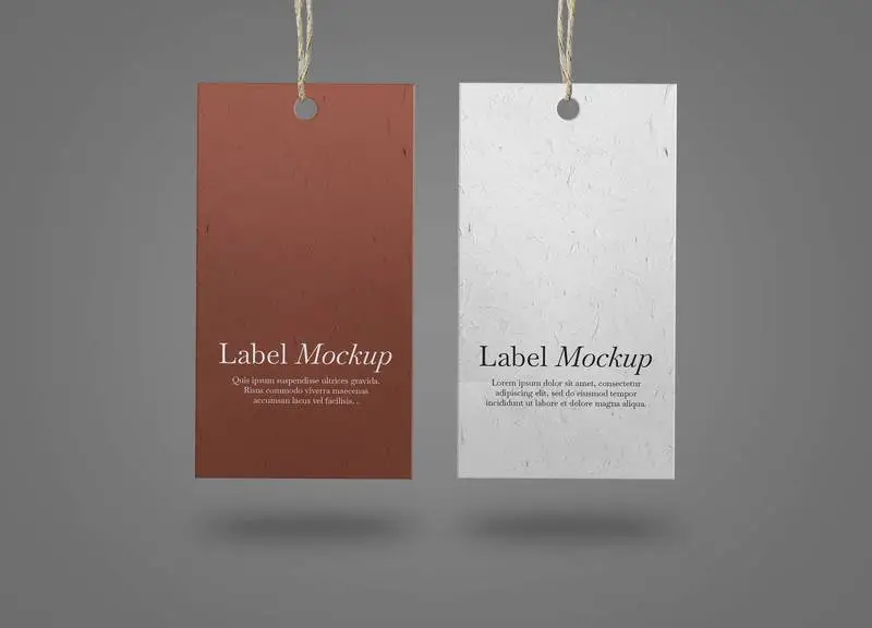 Two Paper Labels on Grey Surface Mockup
