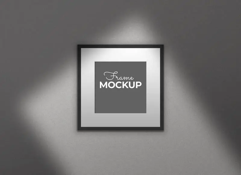 Black Frame with Plant Shadows Mockup