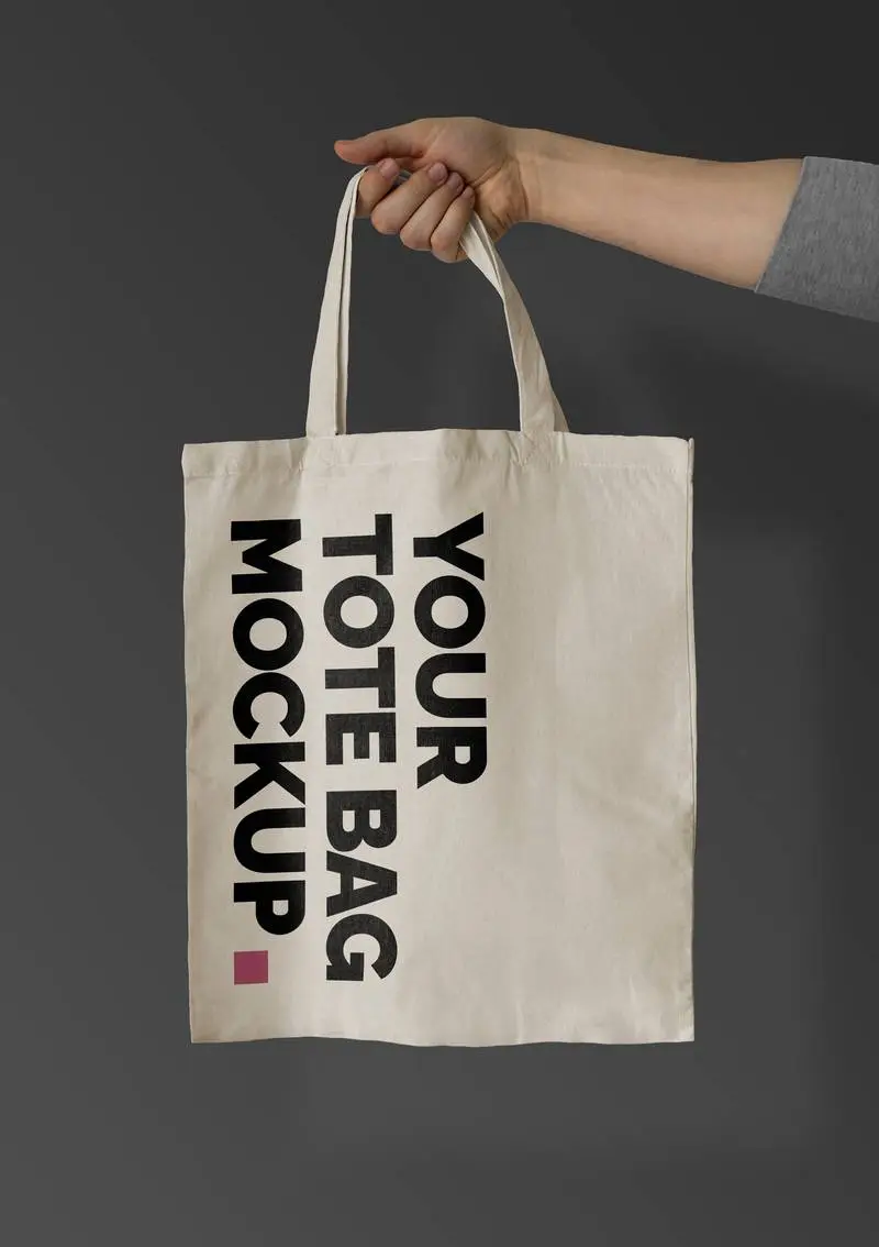 Tote Bag on Black Background Mockup