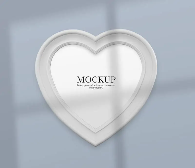 Heart White Frame with Shadow Mockup