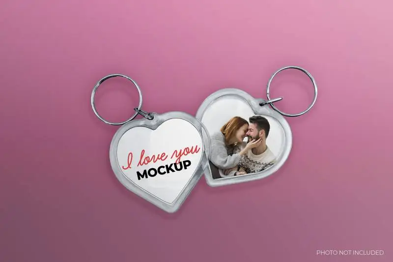 Two Heart Keychains Mockup