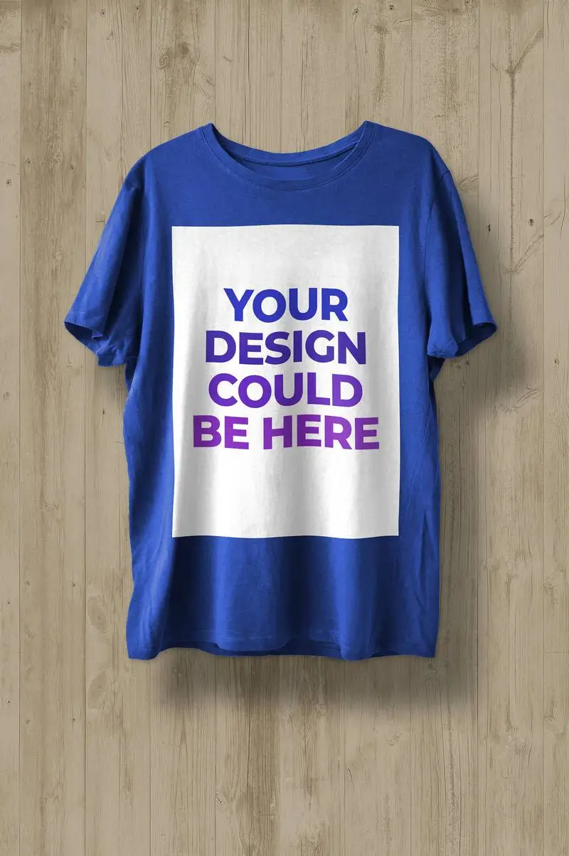 T-Shirt on Wooden Background Mockup