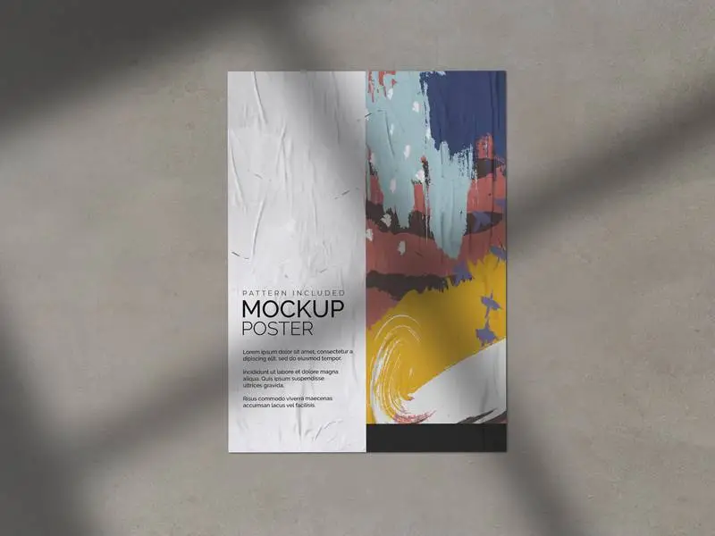 Crumpled Poster with Shadow Mockup