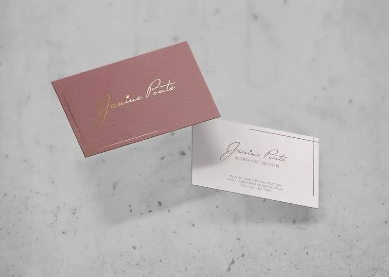 Floating Business Card over Stone Surface Mockup