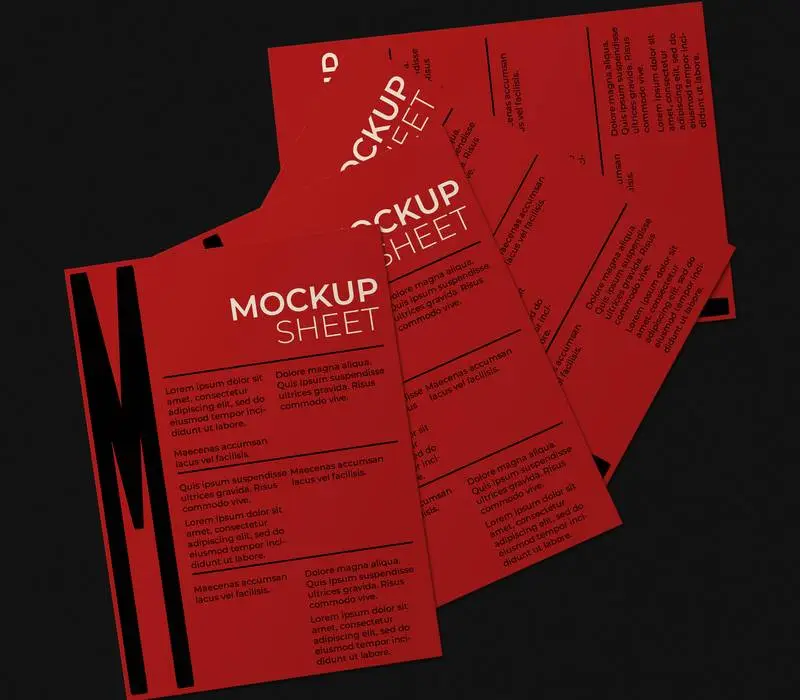 Collection of Sheets in Deck Form Mockup