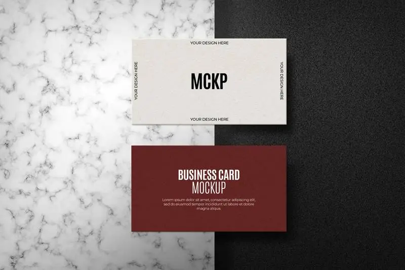 Couple of Business Cards on Marble Surface Mockup