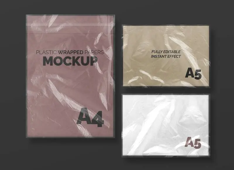 Plastic Wrapped Papers Mockup