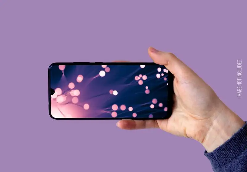 Right Hand Holding Horizontal Smartphone Mockup
