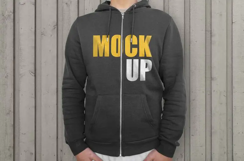 Black Hoodie with Zipper Mockup