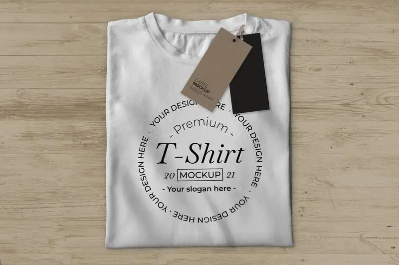 White T-Shirt with Labels Mockup