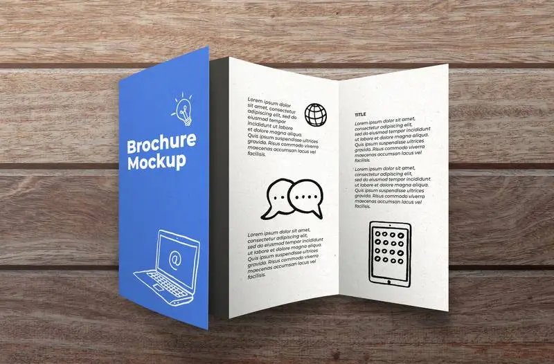 Brochure Mockup on Wooden Surface