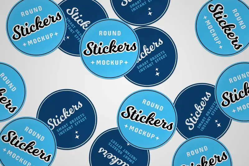 Mix of Round Stickers Collection Mockup