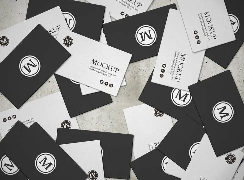 Set of Business Cards with Messy Composition Mockup