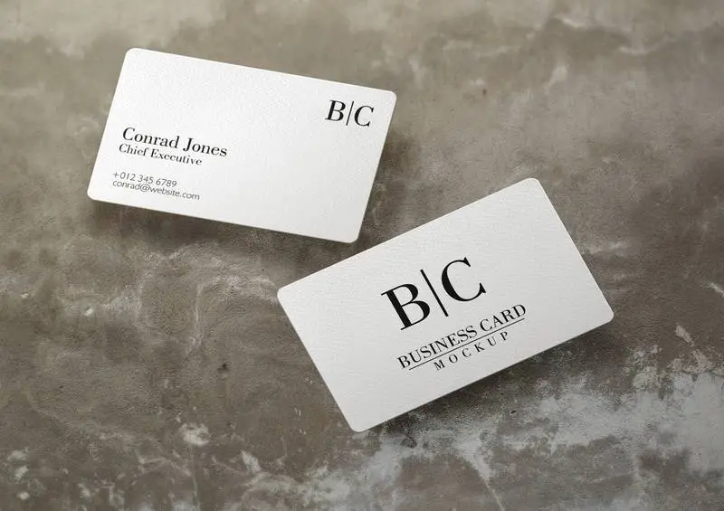 Floating Business Card Over Concrete Surface Mockup