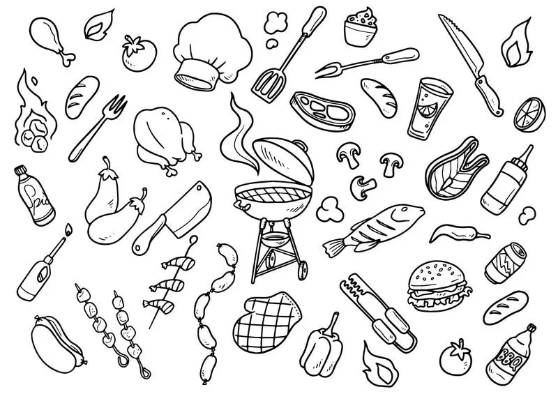 Hand-Drawn Barbecue Elements