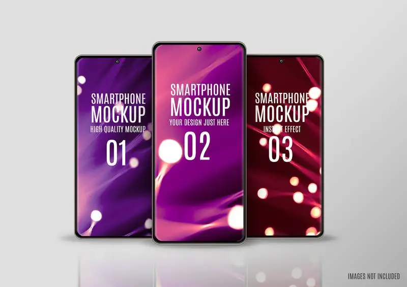 Three Smartphone Screens Mockup