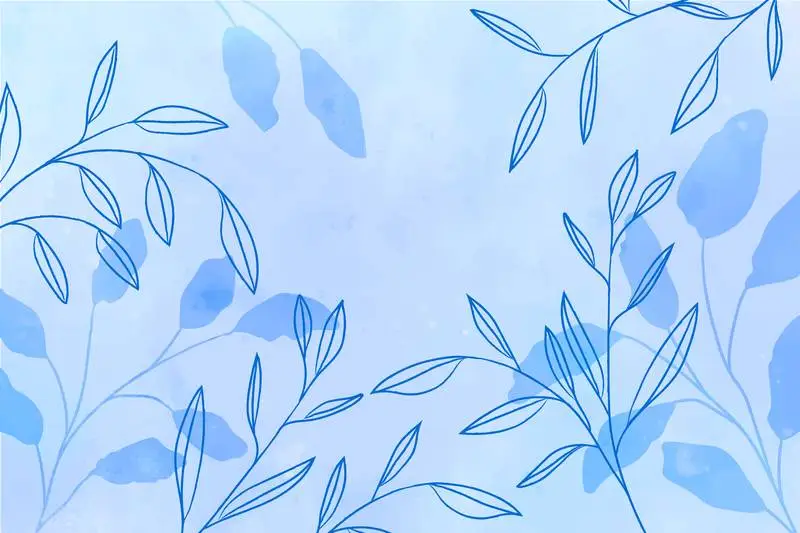 Blue Watercolor with Leaves Background