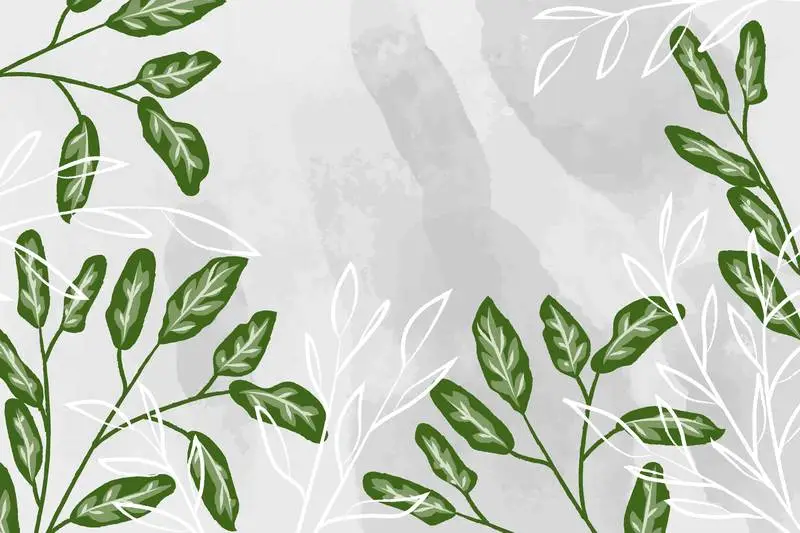 Detailed Leaves with Watercolor Background