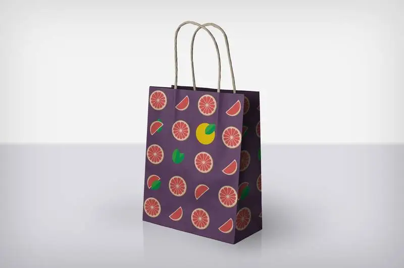 Paper Bag with Stripes Mockup