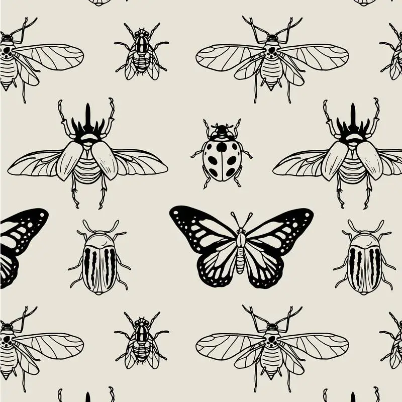 Insects Pattern (Black and White)