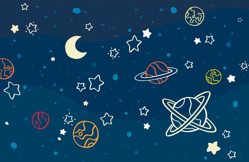 Hand-Drawn Galaxy Doodles Background